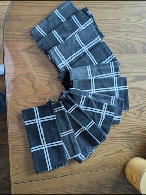 Set of Black & White Plaid Cotton Napkins - 12 Pack